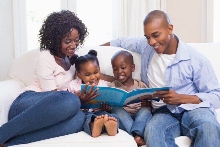 young African American family secure with life insurance